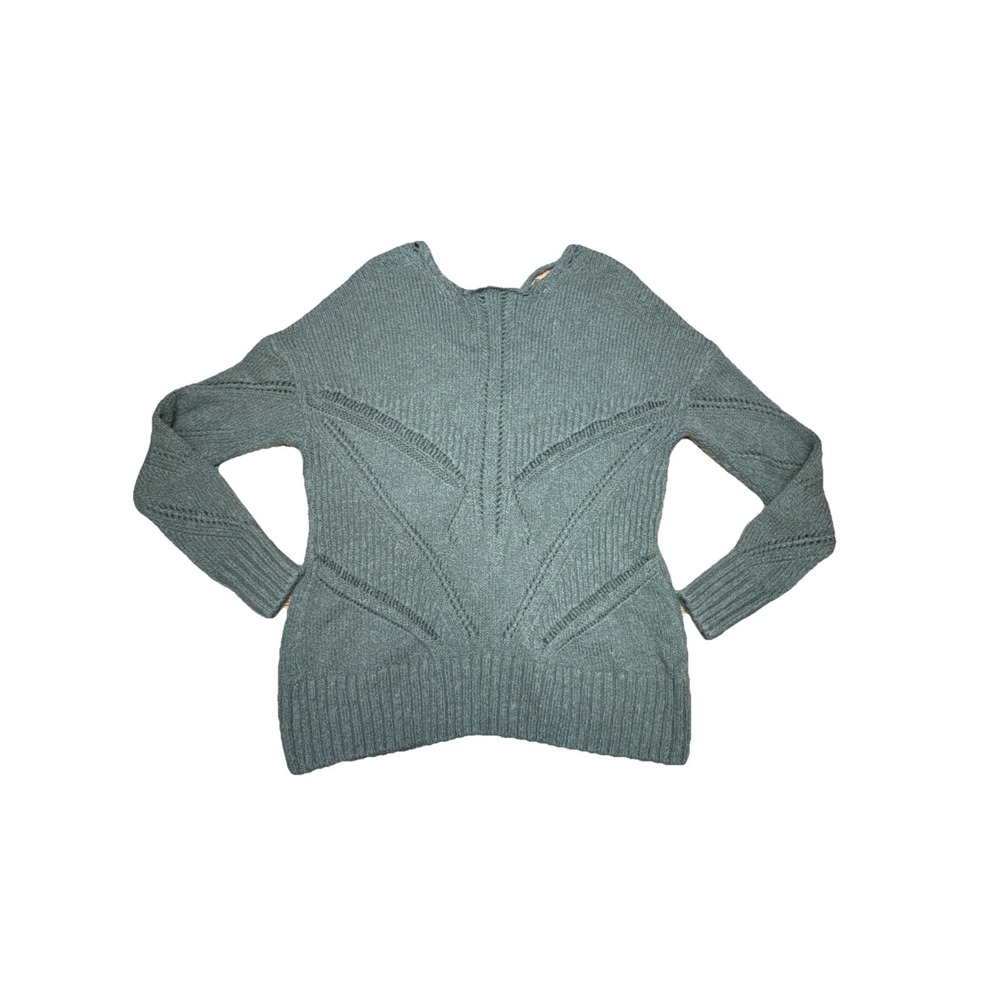 Torrid Olive Green Strappy Neck Pointelle Pullover Sweater 0 - Picture 5 of 7